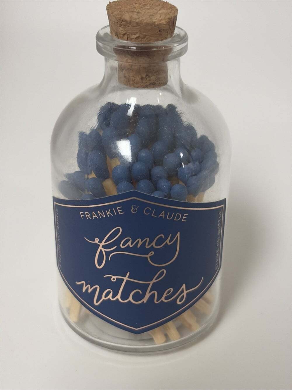 Frankie And Claude Fancy Matches Navy Blue Jar 3”x1.5”
